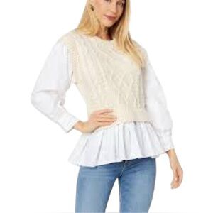 EUC LIKE NEW English Factory Mixed Media Cable Detail Sweater - Size L